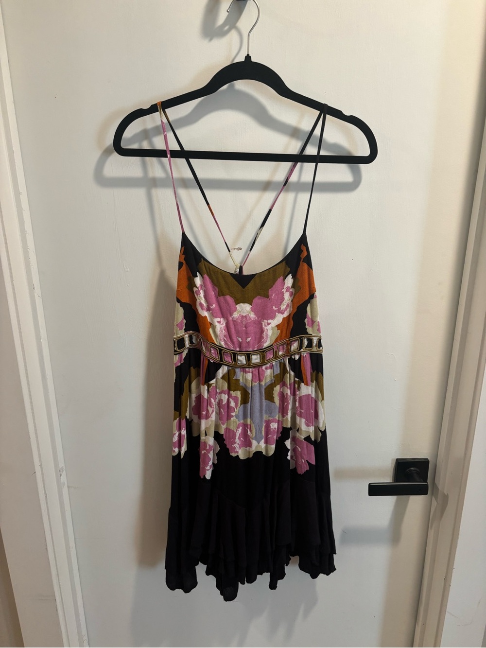 Free People Pink and Olive Floral Slip Dress